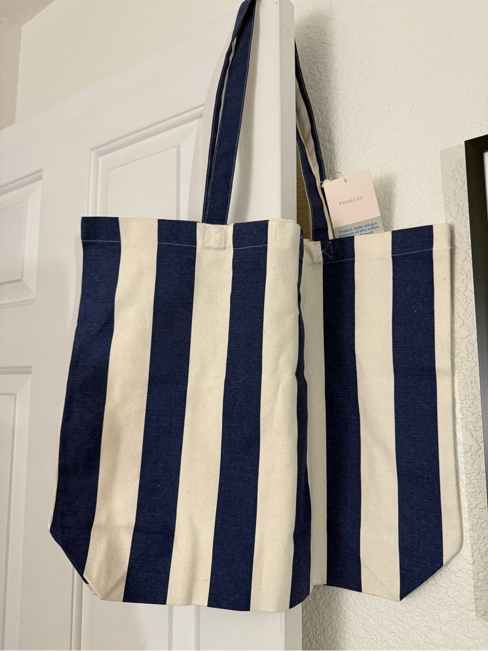 Primark Navy and Cream Vertical Stripe Canvas Tote *NWT